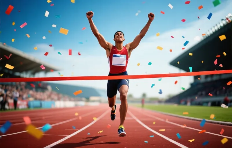 世界纪录保持者百米冲线夺冠瞬间